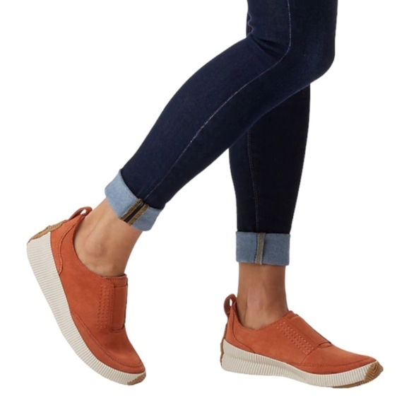 Sorel Out N’ About Plus Teak Rust Slip On Leather Suede Shoes Size 8.0 NWOB - Picture 1 of 9